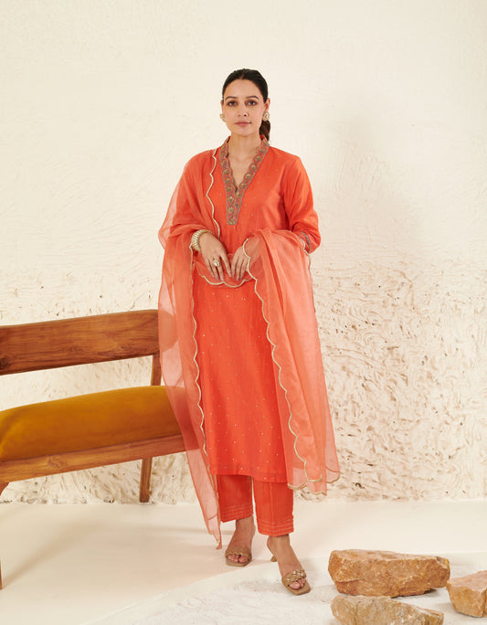 Tara Orange kurta Set