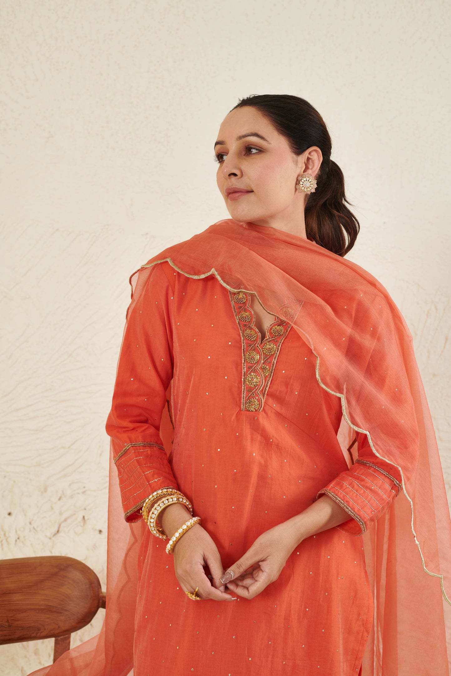 Tara Orange kurta Set