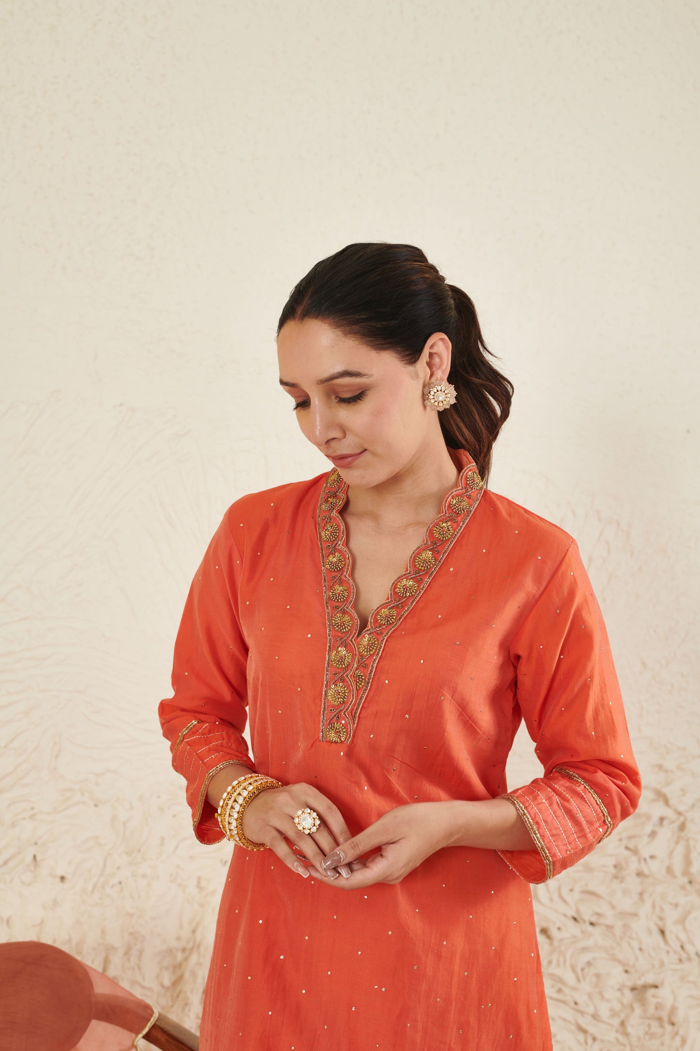 Tara Orange kurta Set