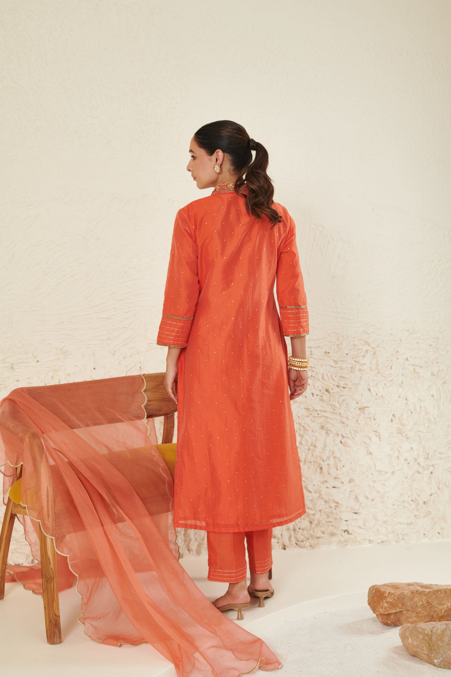 Tara Orange kurta Set