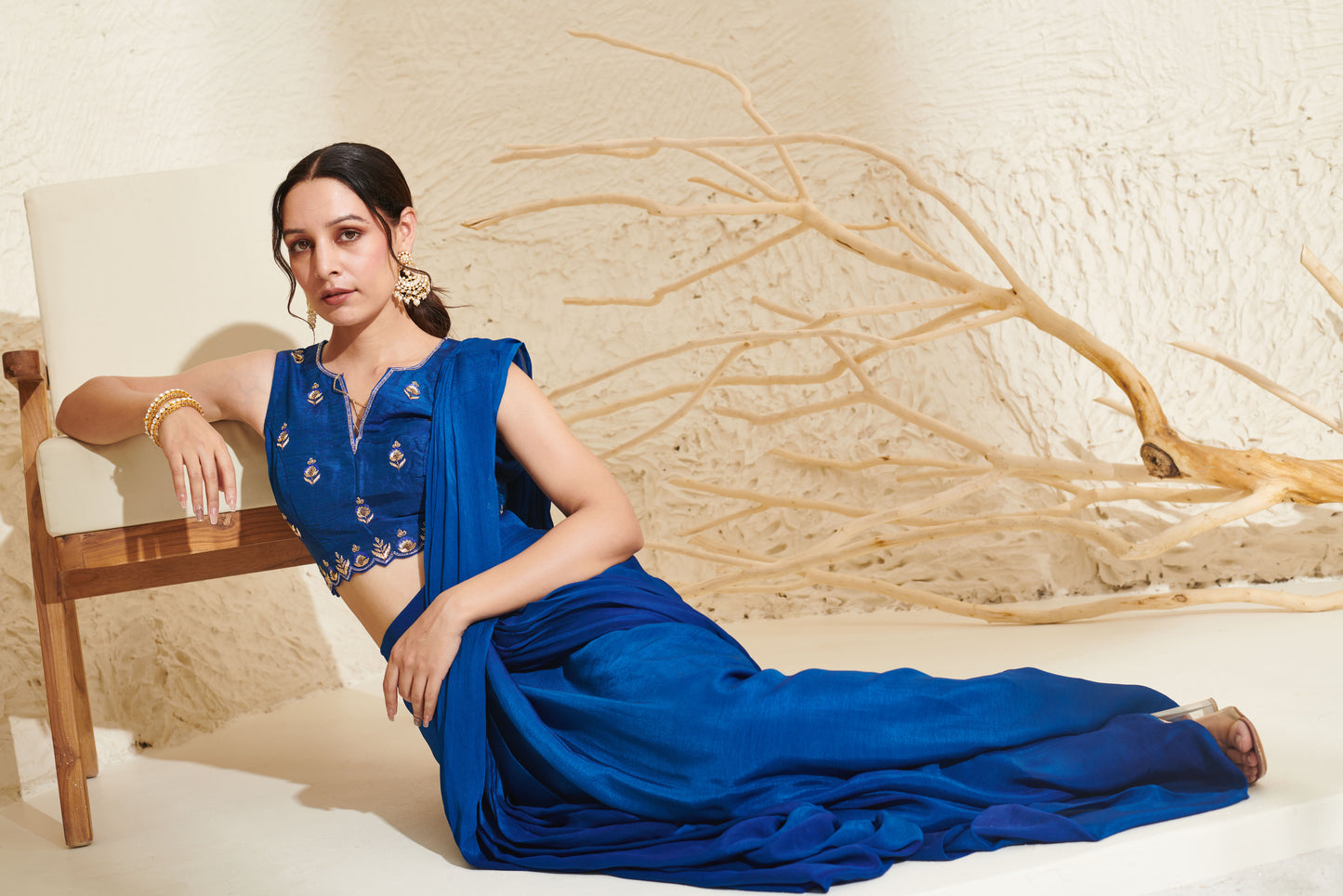 Daisy Blue Pleated Saree