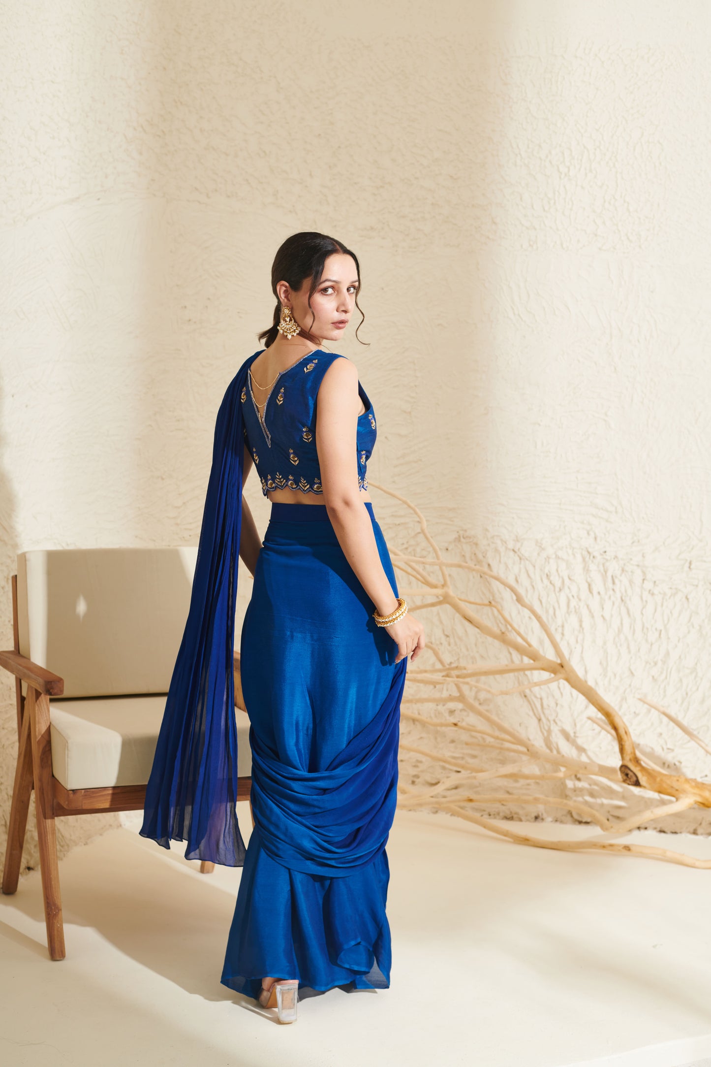 Daisy Blue Pleated Saree