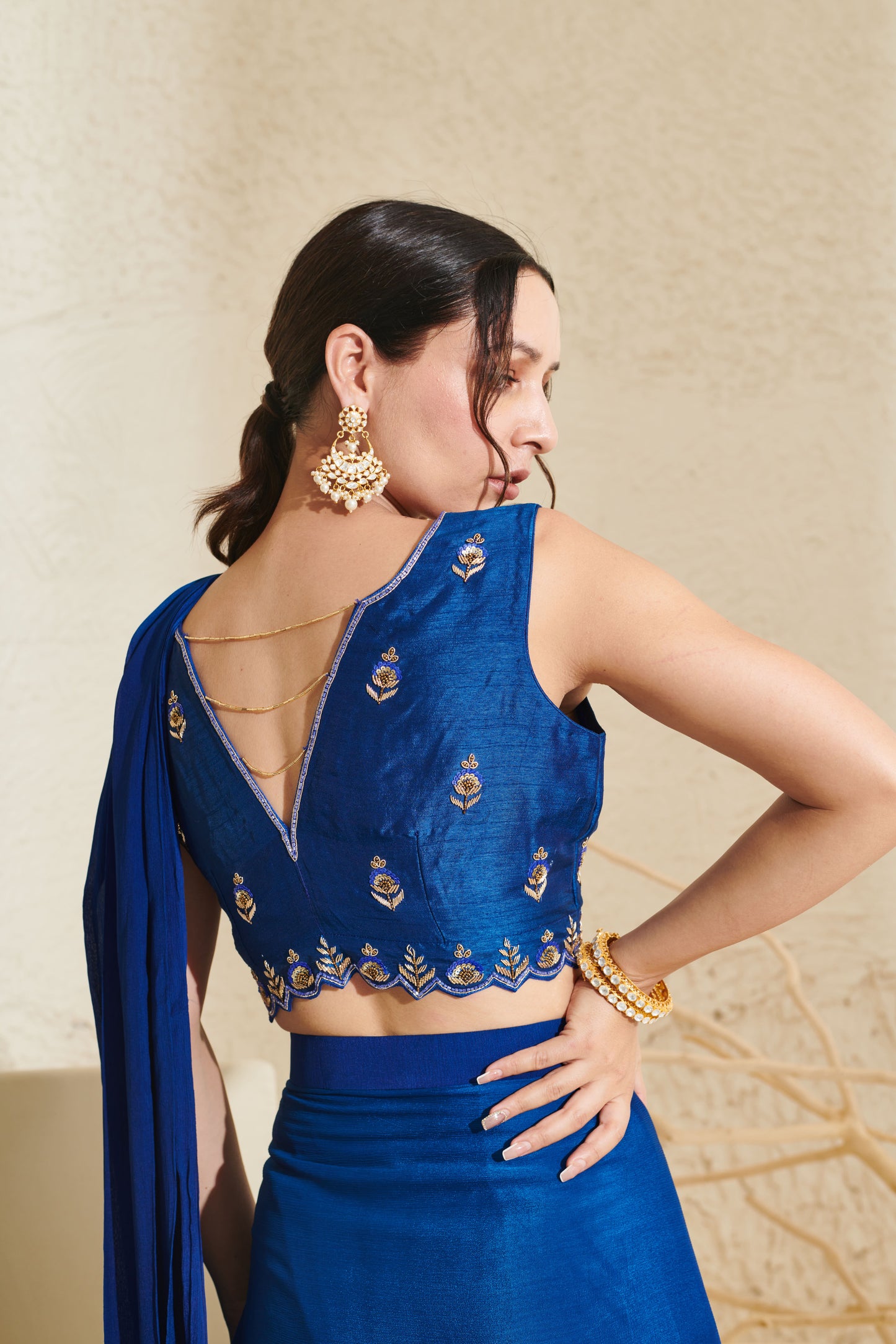 Daisy Blue Pleated Saree