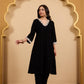 Black A-Line Velvet Kurta