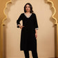 Black A-Line Velvet Kurta