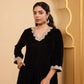 Black A-Line Velvet Kurta