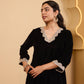 Black A-Line Velvet Kurta