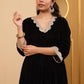 Black A-Line Velvet Kurta