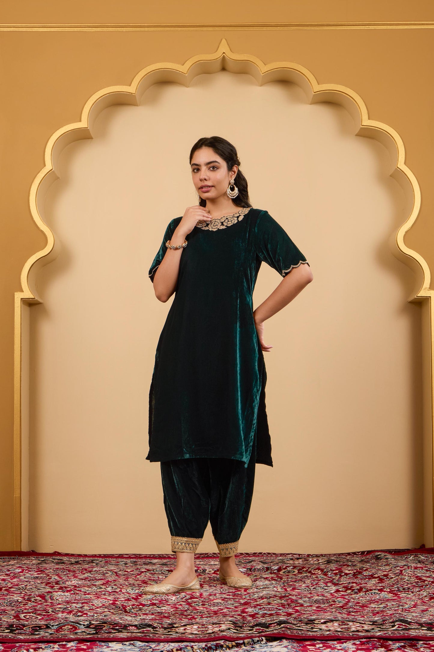 Green Rose Kurta Set