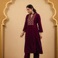 Maroon Yoke Kurta Set