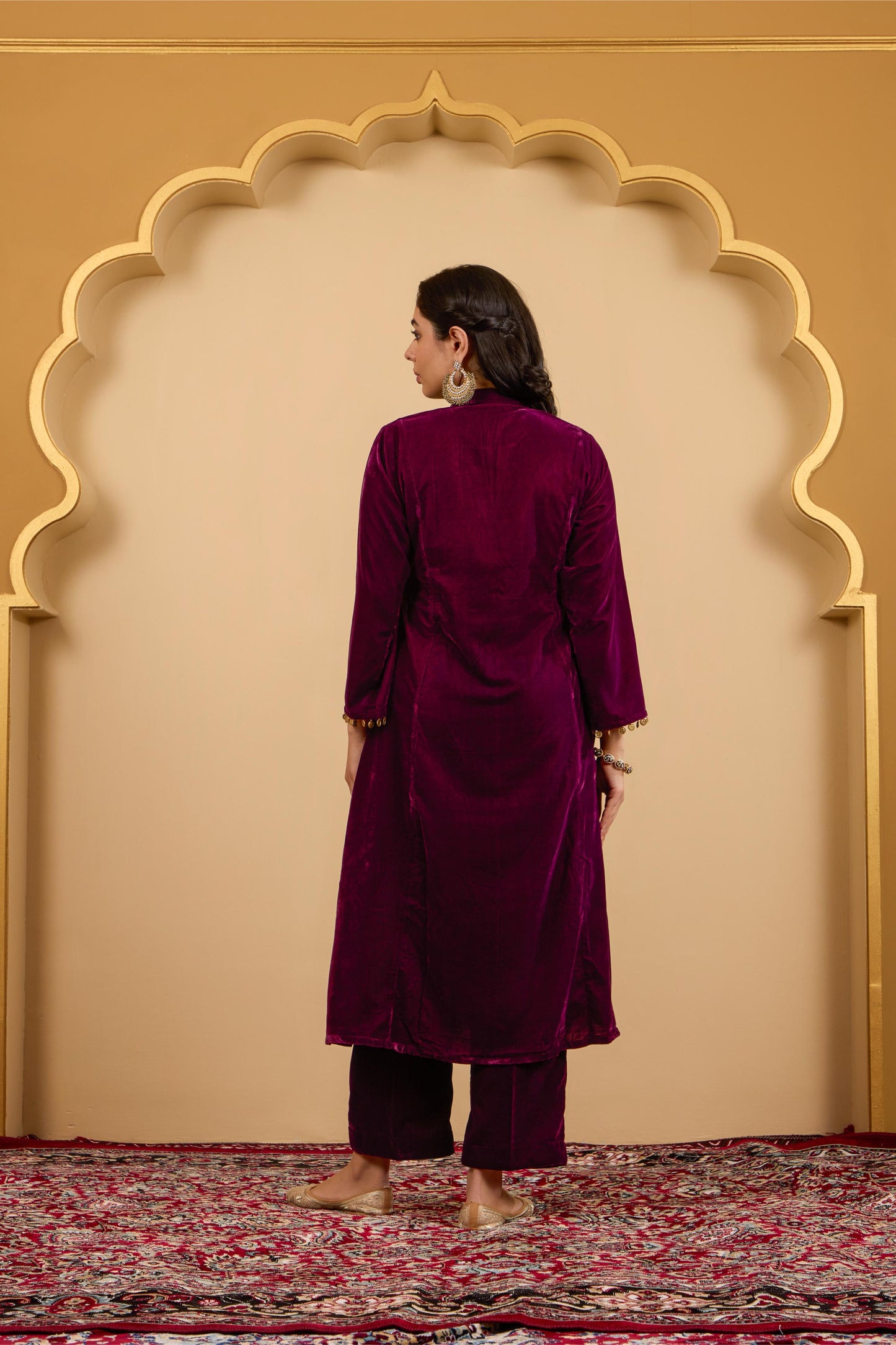 Maroon Yoke Kurta Set