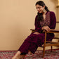 Maroon Yoke Kurta Set