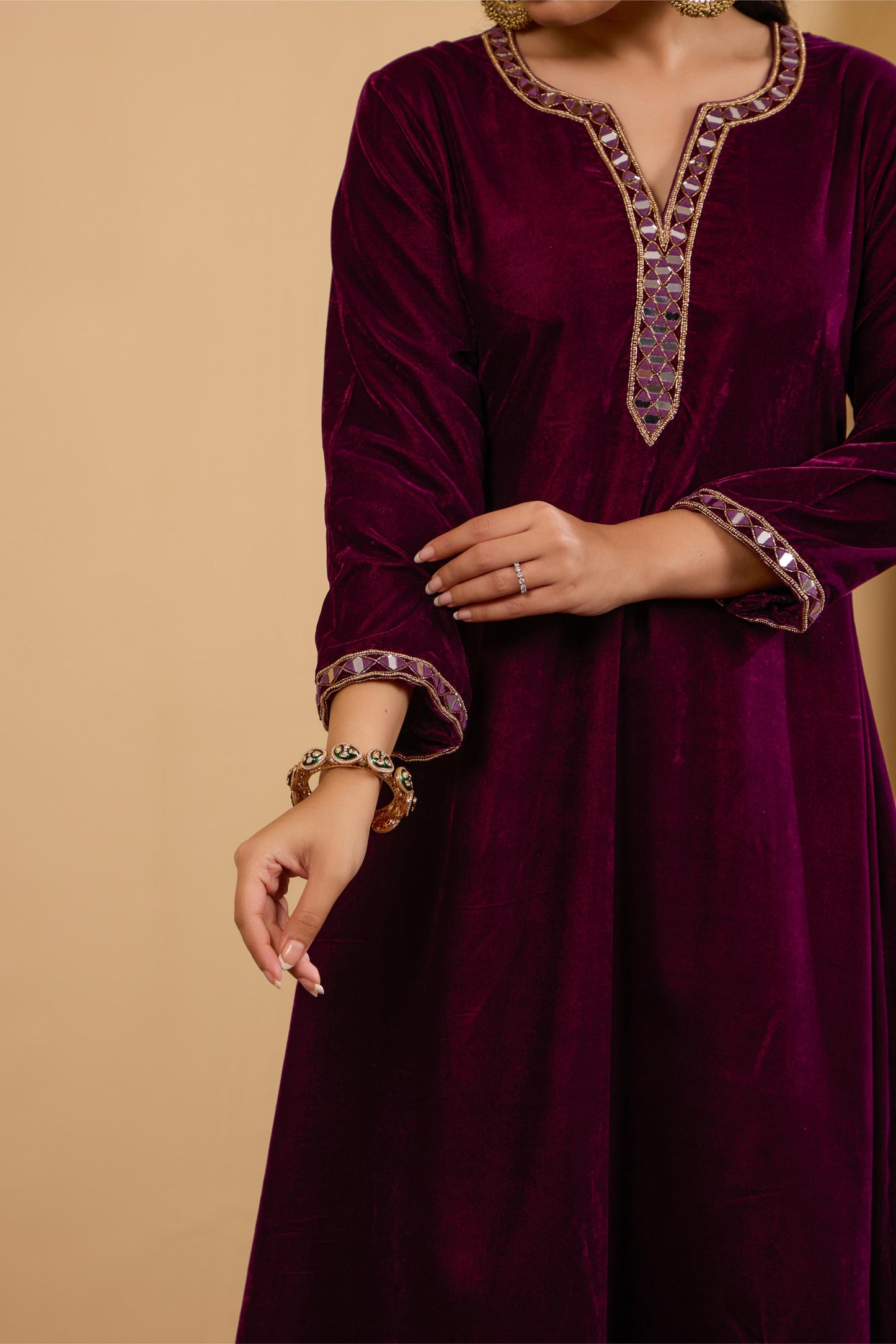 Maroon Mirror Kurta Set