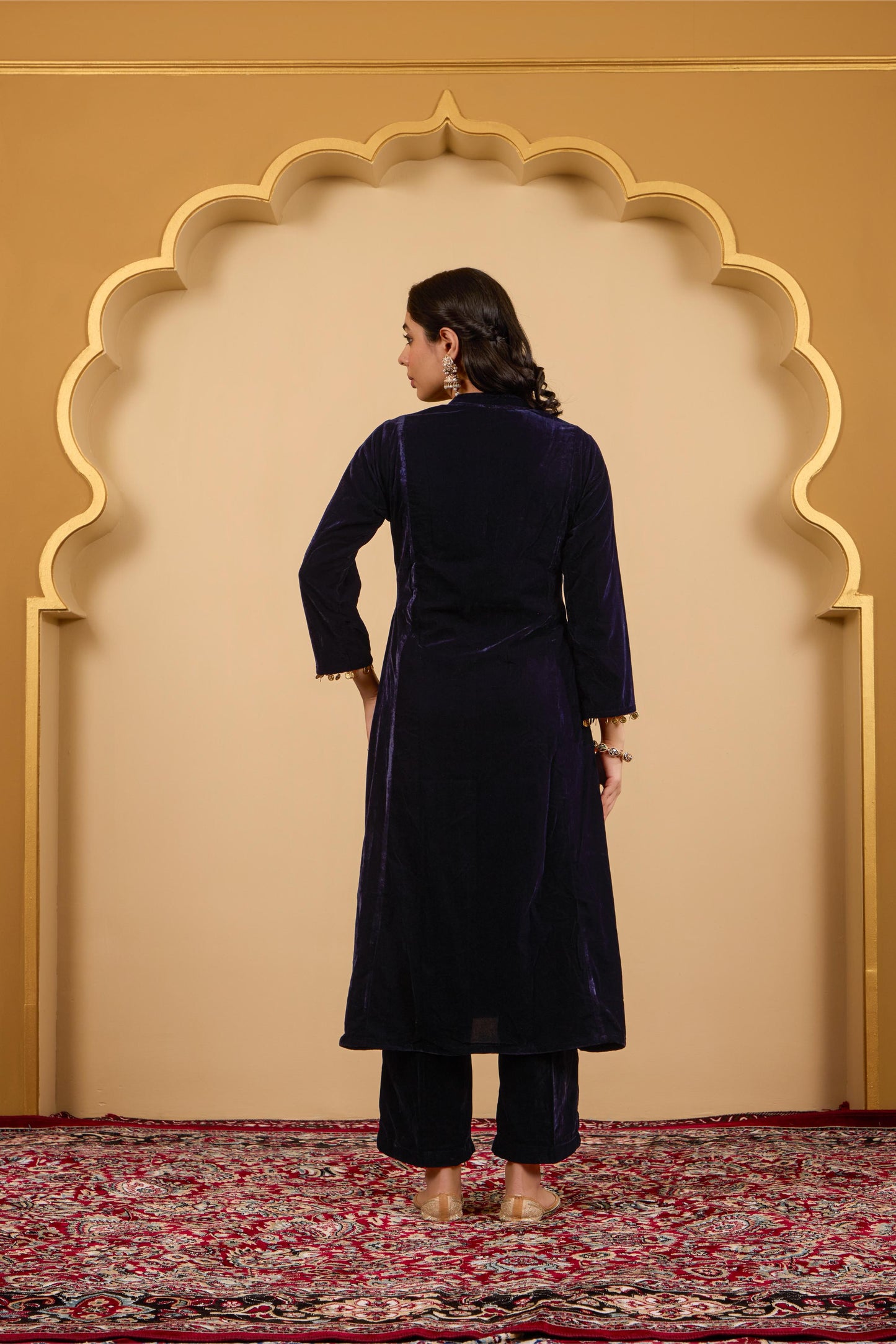 Navy Blue Yoke Kurta Set