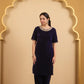 Navy Blue Rose Kurta Set