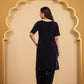 Navy Blue Rose Kurta Set