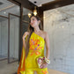 Luminous Lime Lily One Shoulder Set