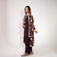 Wine Printed Dupatta Set