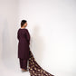 Wine Printed Dupatta Set