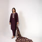 Wine Printed Dupatta Set