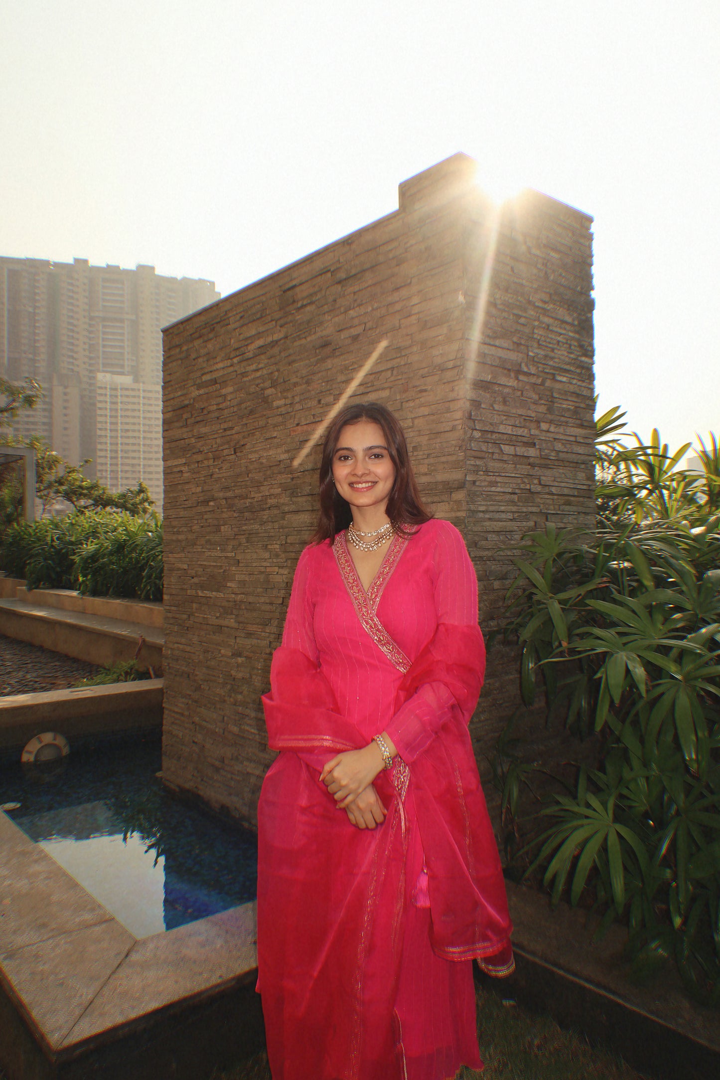 Afreen Pink Angrakha Set