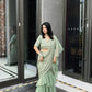 Layla Sage Organza Ruffle Saree