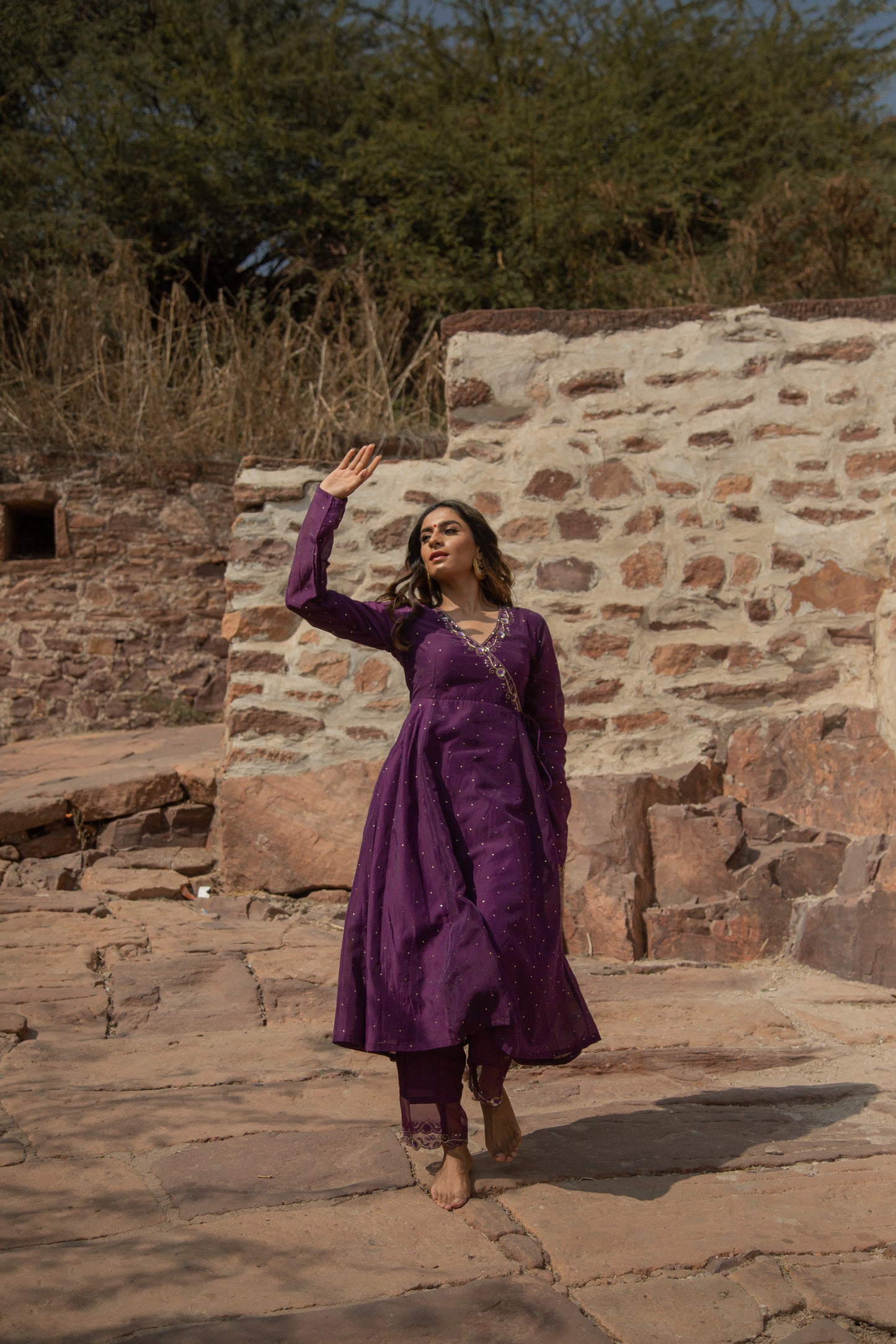 Mehtab Purple Angrakha kurta Set