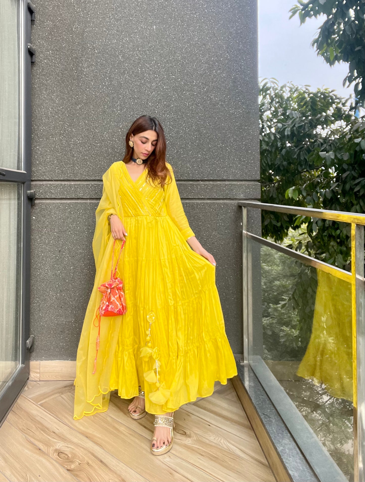 Anaya Yellow Anarkali Set