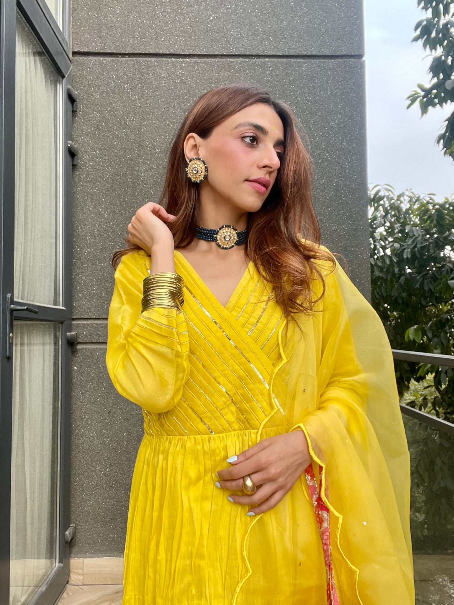 Anaya Yellow Anarkali Set