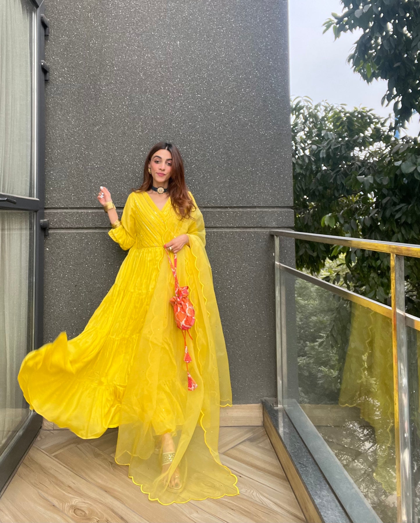 Anaya Yellow Anarkali Set